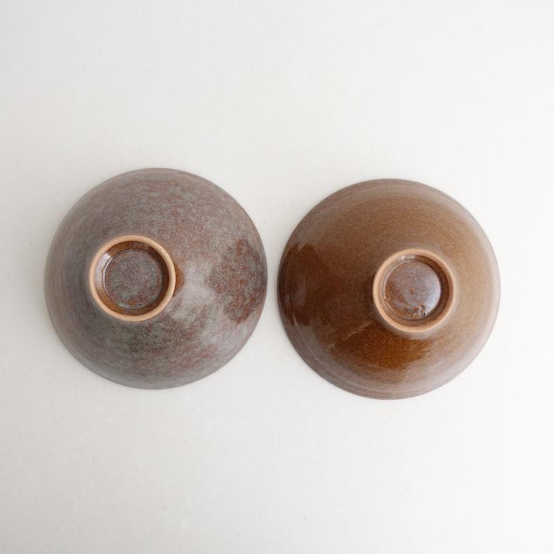 一柳京子 *鉢 2点セット*食器うつわ器作家ブラウン【陶器】(wa5-2602-8