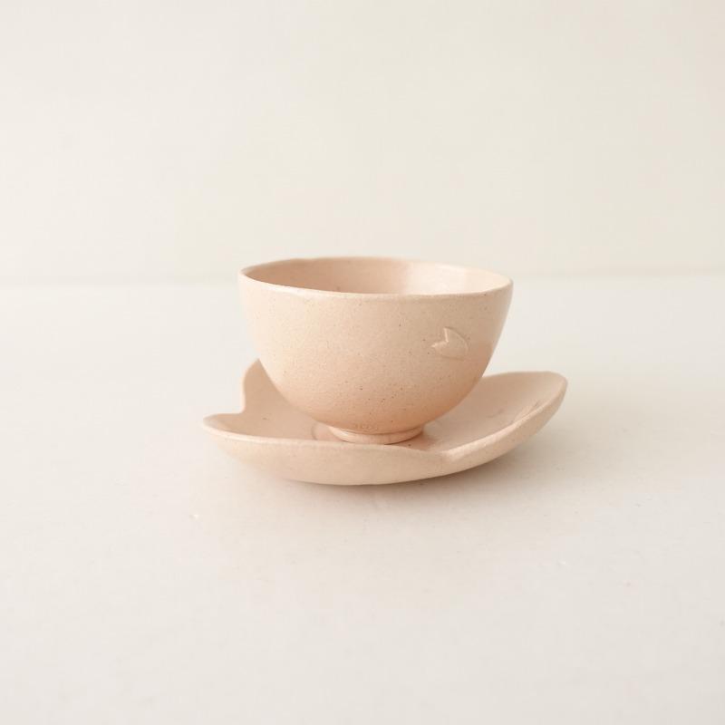 田中恒子 TSUNE*花のカップ&ソーサ*湯呑みピンク桃作家和食器 田中恒子 TSUNE*花のカップ&ソーサ*湯呑みピンク桃作家和食器