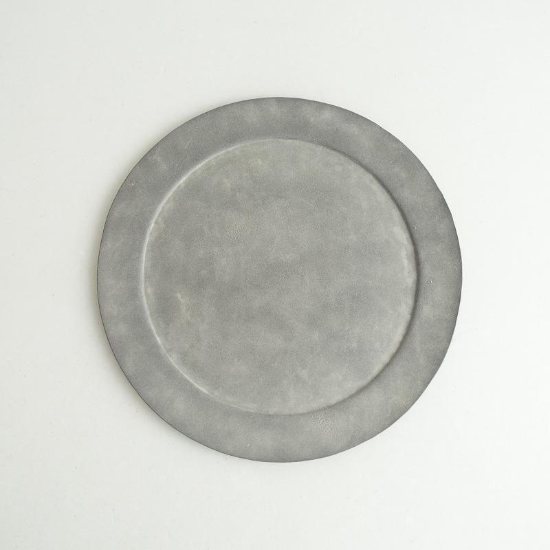 美品】吉田次朗 *8寸プレート*グレー平皿お皿大皿食器うつわ器作家