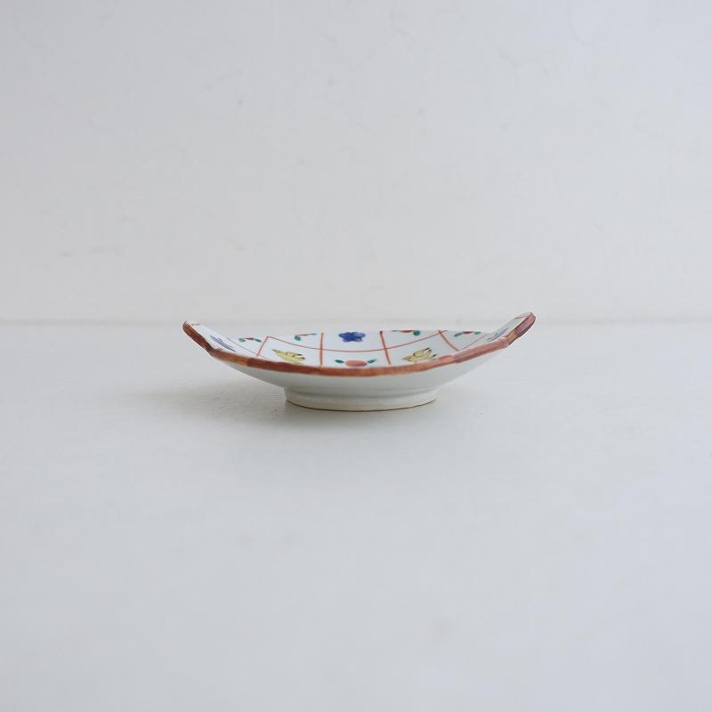 美品】中町いずみ *ミミつき小皿 12cm 鳥花蝶*器うつわプレートお皿