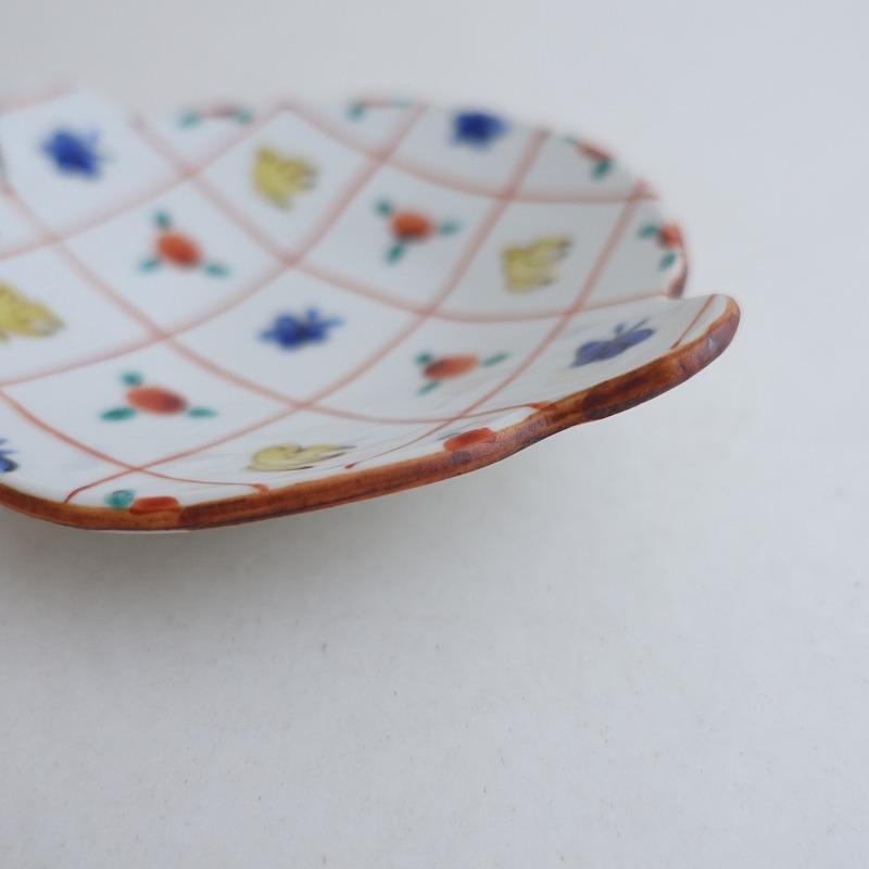 美品】中町いずみ *ミミつき小皿 12cm 鳥花蝶*器うつわプレートお皿