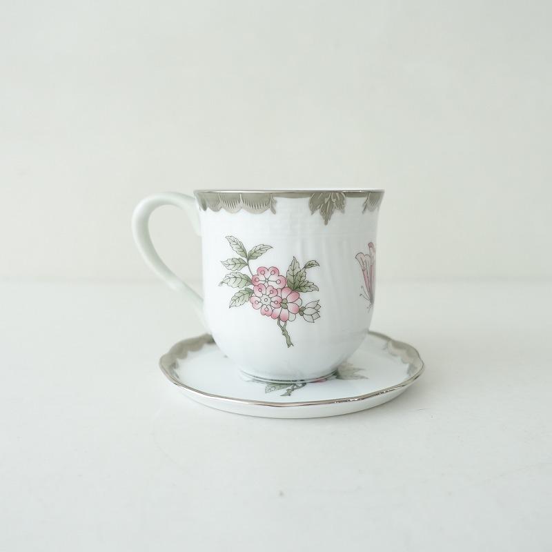 美品】HEREND ヘレンド *ヴィクトリア プラチナ マグカップ＆ソーサー 