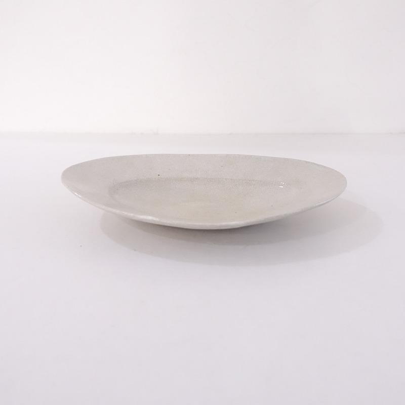 林拓児 *貫入楕円皿 中*白ホワイトお皿オーバルプレートリム皿和食器