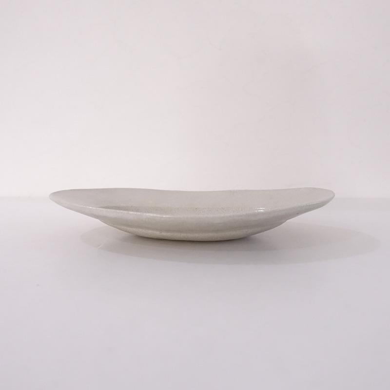 林拓児 *貫入楕円皿 中*白ホワイトお皿オーバルプレートリム皿和食器