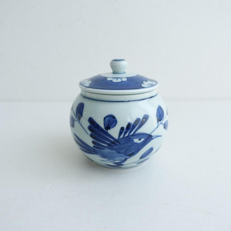 有田焼 其泉窯 *古染花鳥蓋物*保存容器キャニスター和食器染付け【陶器