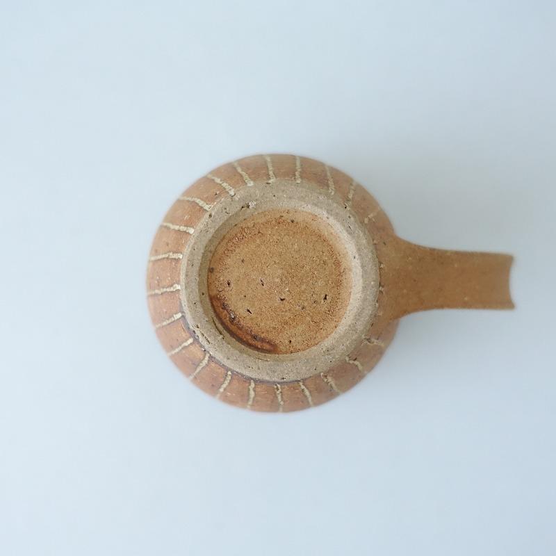 美品】工房コキュ 芝原雪子 *Vマグカップ ストライプ*コップ食器【陶器