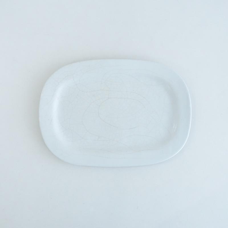 村上雄一 *オーバルプレート 27cm ホワイト*お皿貫入白リム皿和食器