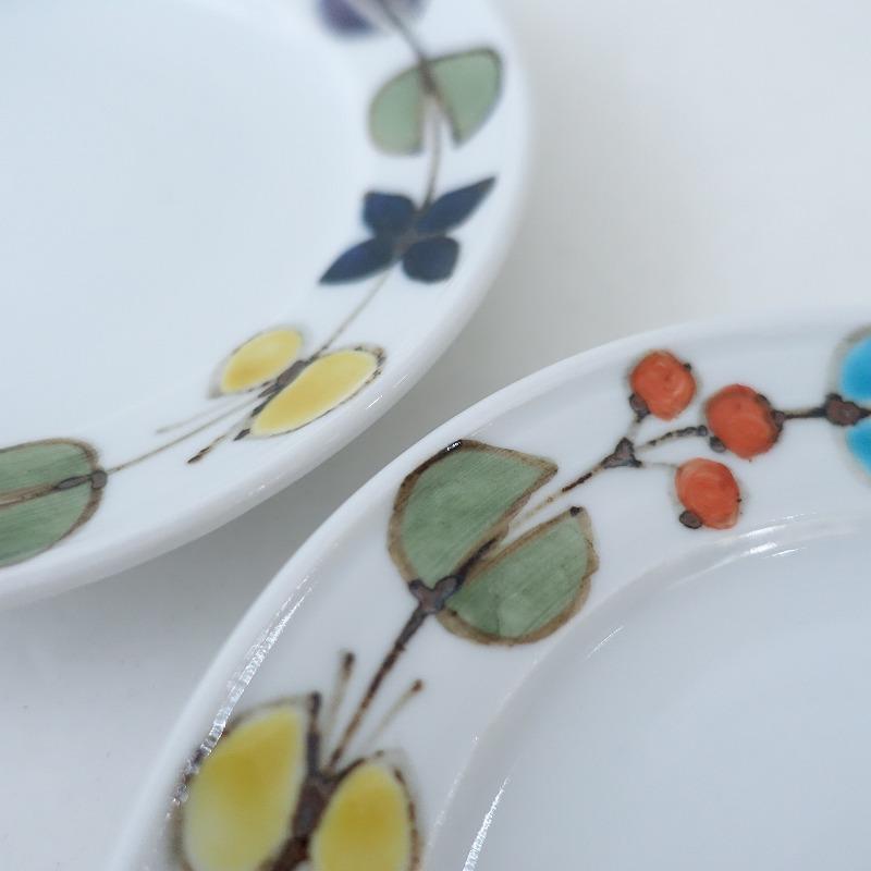 美品】徳永遊心 *色絵花繋ぎ 平皿 5寸皿 2枚セット*お皿取り皿銘々皿