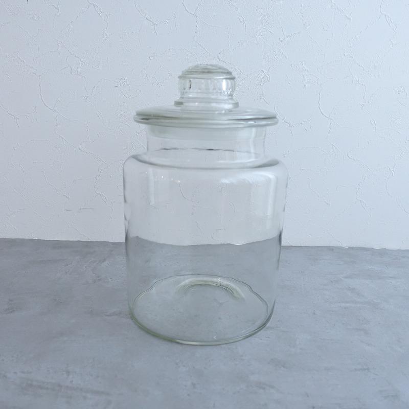 レトロ ガラス瓶 大*ライスジャーキャニスター蓋付きフタ保存容器食器