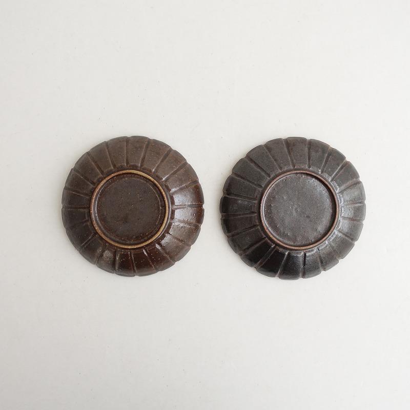 美品】石川裕信 *輪花皿 13cm 2枚セット*白ホワイトフラワー小鉢深皿和