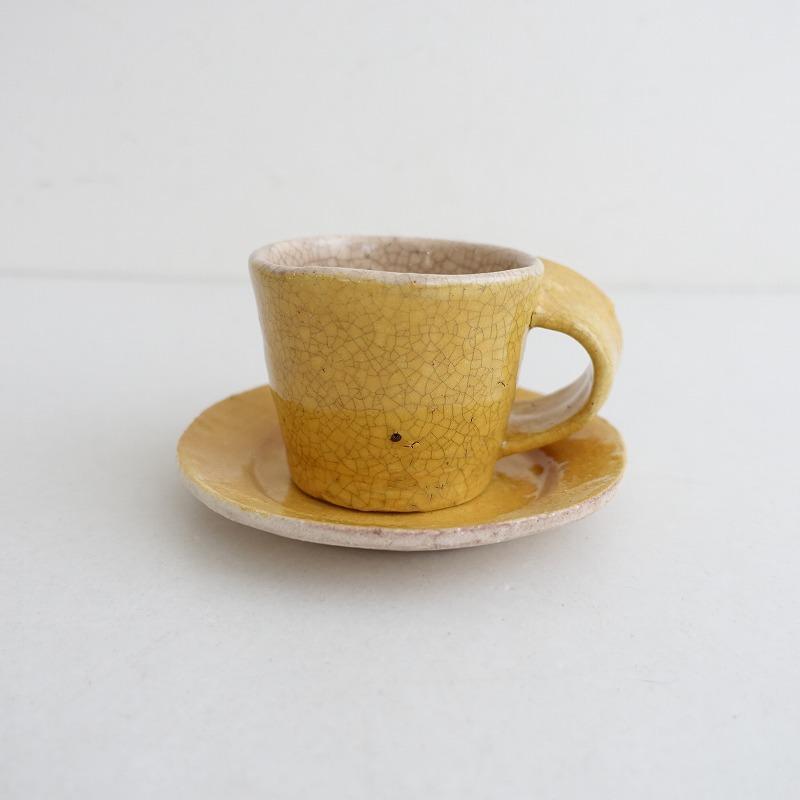 キムホノ　コーヒーカップ キムホノ 金憲鎬 *カップ＆ソーサー*黄色イエローコップ食器作家