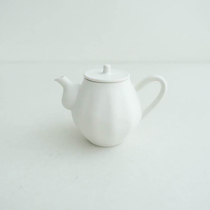 美品】藤村佳澄 *カヌレ 茶器*白ホワイトポット和食器作家食器茶壷