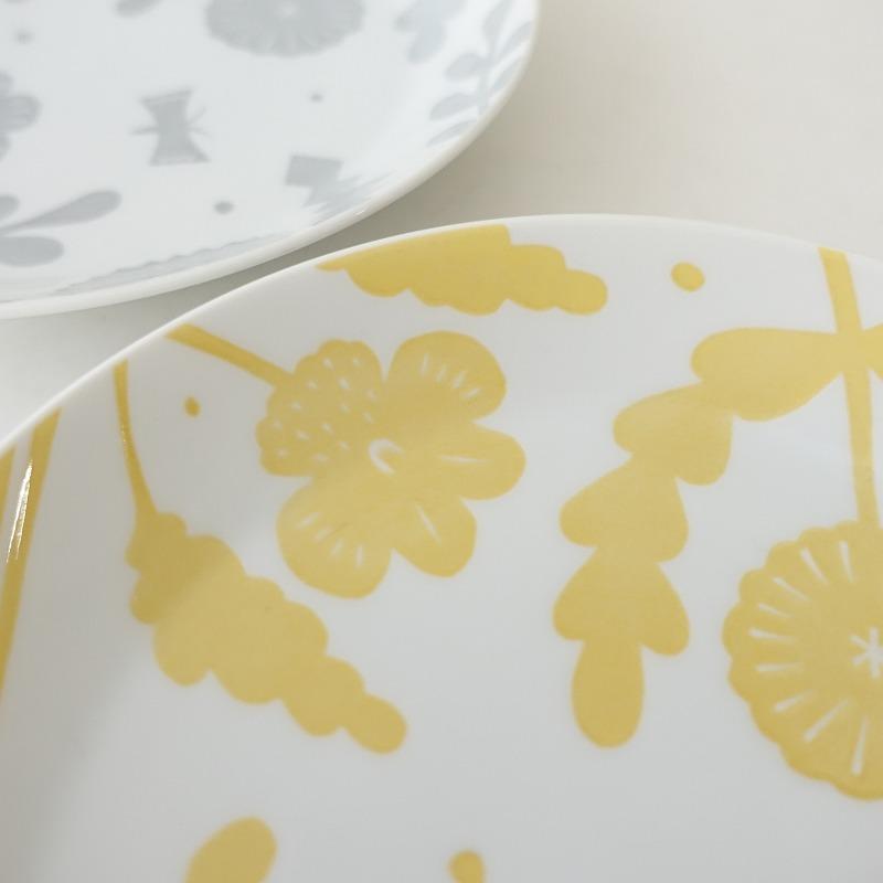 鹿児島睦 *la fleur プレート グレー・イエロー 2枚セット*食器 鹿児島睦 *la fleur プレート グレー・イエロー 2枚セット*食器