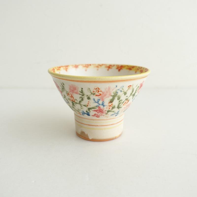 美品】ヨシノヒトシ *色粉引茶碗*食器お椀色絵飯椀【陶器】(wa87 美品】ヨシノヒトシ *色粉引茶碗*食器お椀色絵飯椀【陶器】(wa87