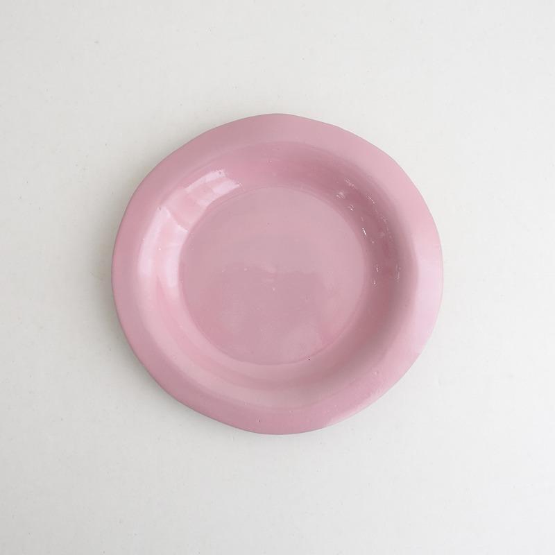 teto ceramics 石井啓一 *リムプレート 中 ピンク*食器お皿作家【陶器