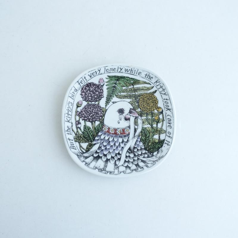 美品】ヒグチユウコ *こねことうみねこ 九谷焼 絵皿 鳥*食器お皿植物