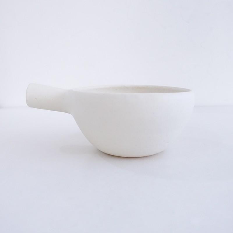 未使用】希少/正島克哉 *片手土鍋*作家鍋耐熱土ホワイト【陶器】(wa87