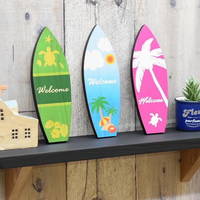 クリックポスト対応】木製サーフボード◇オブジェ◇Welcome◇スタンド