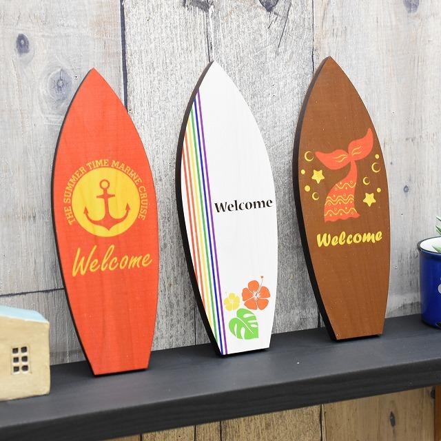 クリックポスト対応】木製サーフボード◇オブジェ◇Welcome◇スタンド