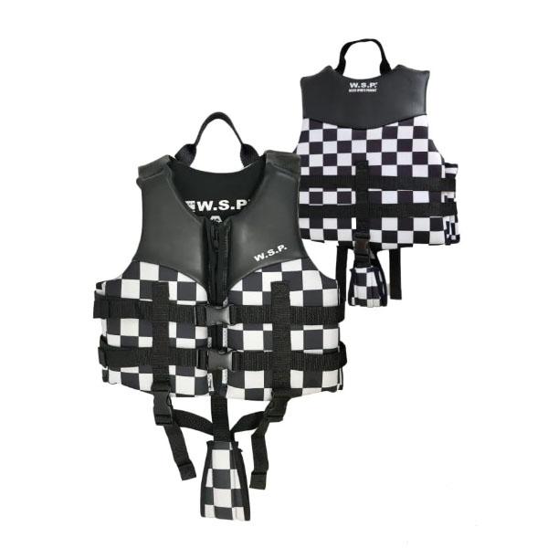 【 W.S.P. 】　ダブルエスピー 　 JUNOIR FLOATING VEST 　ジュニア フローティング ベスト　BLACK/CHECK　ライフジャケット子供用　　正規販売店 |  | 01