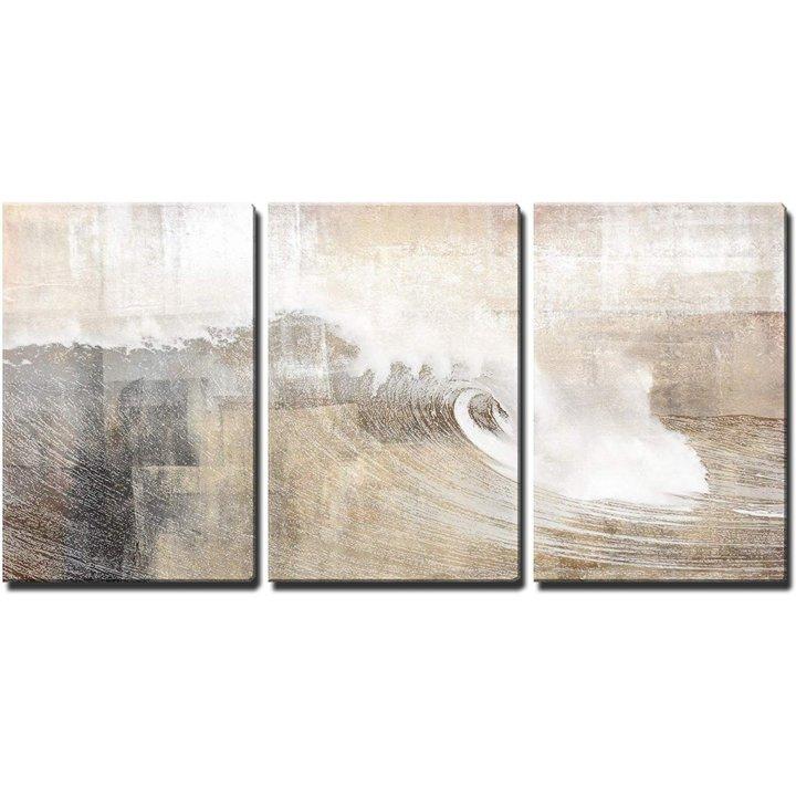 【並行輸入品】3setキャンバスアート ウォールデコレーション 波 抽象画の画像