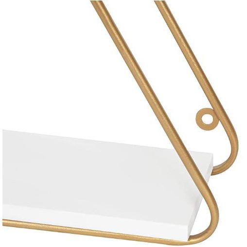 【並行輸入品】ウォールシェルフ 飾り棚 フローティング 2set White and Goldの画像