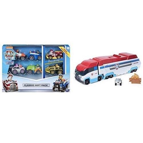 【並行輸入品】パウ・パトロール ダイキャスト製ミニカー 6個 ＆ 2イン1トランスフォームトラック セット Paw Patrol