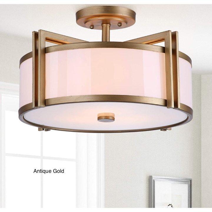 【並行輸入品】Safaviehセミフラッシュシーリングライト 天井 Antique Gold |  | 01