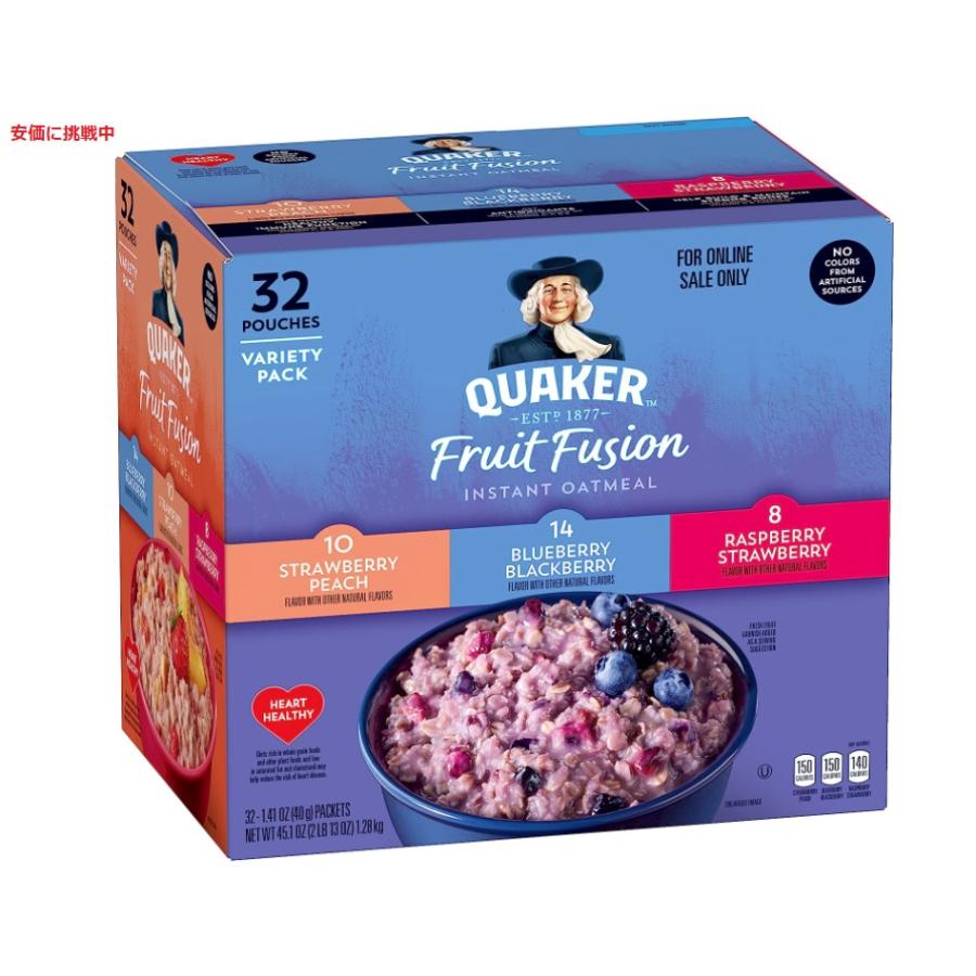 Quaker クエーカー Instant Oatmeal インスタントオートミール フルーツフュージョン Fruit Fusion 32個