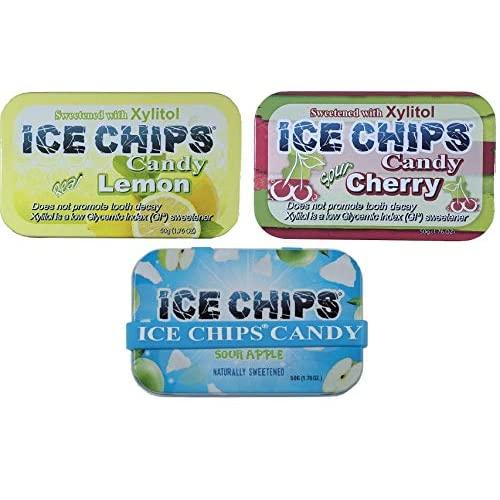 ICE CHIPS Candy 3 Pack Assortment (Sour Apple, Sour Che