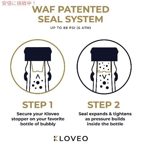 【並行輸入品】【お得な2個セット】KLOVEO シャンパンストッパー - 特許取得済み (圧力ポンプ不要) イタリア製 - ゴールド |  | 02
