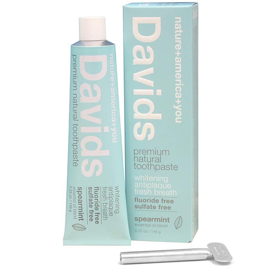 【並行輸入品】Davids Premium Natural Toothpaste SPEARMINT 5.25oz / プレミアム ナチュラル 歯磨き粉 フッ素＆SLSフリー スペアミント 149g | 