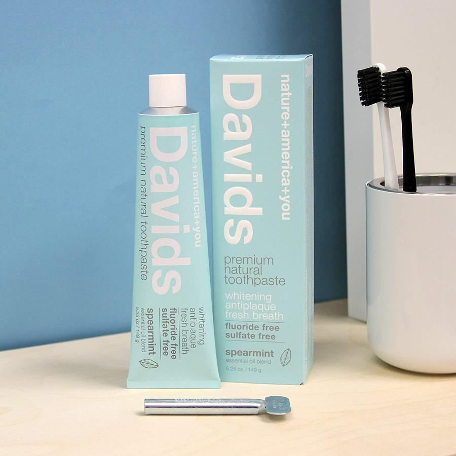 【並行輸入品】Davids Premium Natural Toothpaste SPEARMINT 5.25oz / プレミアム ナチュラル 歯磨き粉 フッ素＆SLSフリー スペアミント 149g |  | 02