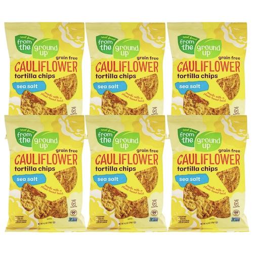 【並行輸入品】[6袋セット] From the Ground Up Cauliflower Tortilla Chips Sea Salt - 4.5oz/ カリフラワー トルティーヤチップス [シーソルト] 128g | 