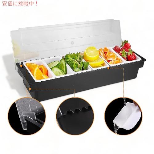 【並行輸入品】フタ付 ディスペンサー トレイ プラスチック製 トッピング オーガナイザー レストラン用品  (6区間) Caddy Topping Organizerの画像