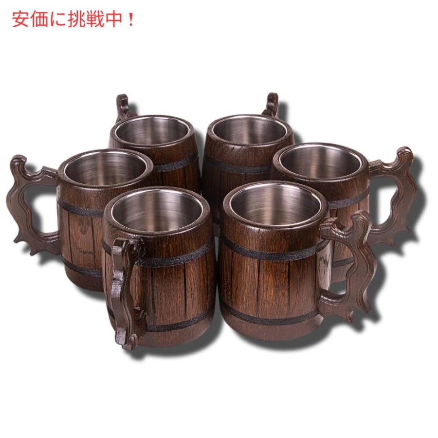 【並行輸入品】Set of 6 Handmade Wooden Beer Mug Eco Friendly 6個入りの手作り木製ビールマグ　エコフレンドリー_1