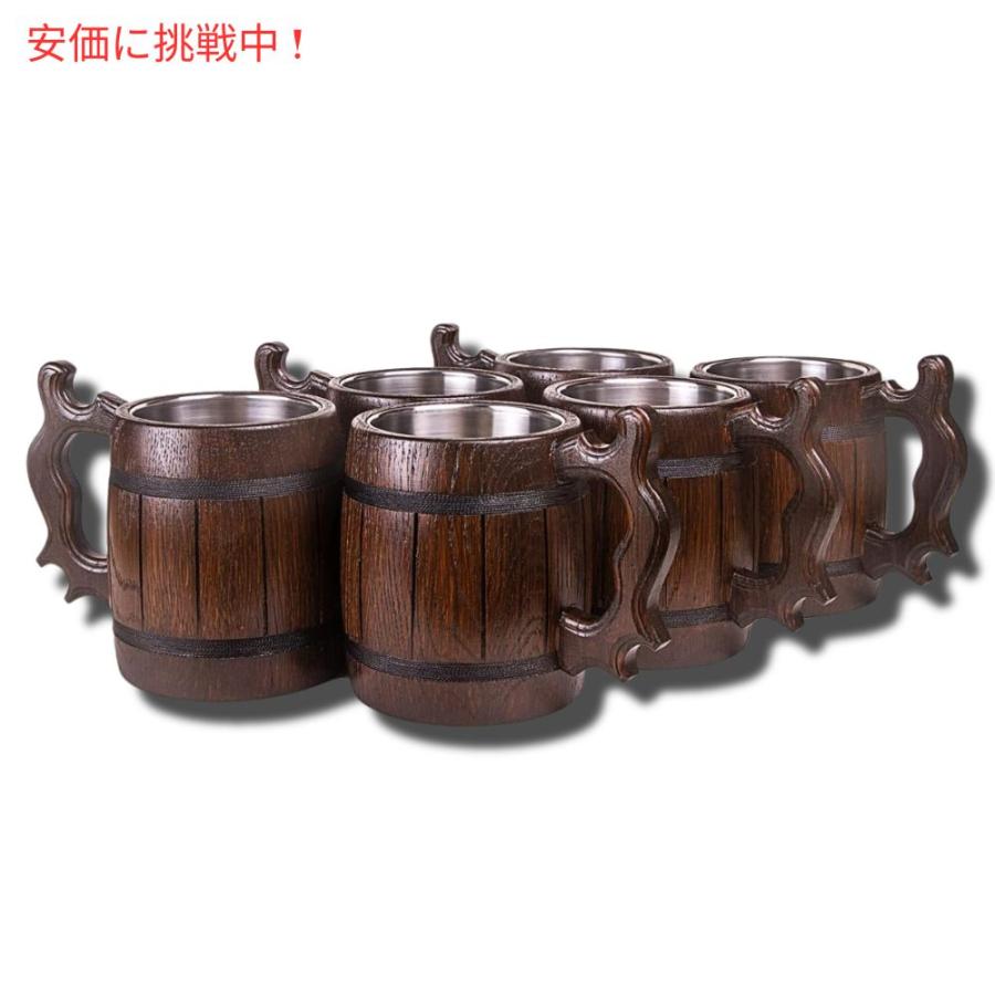 【並行輸入品】Set of 6 Handmade Wooden Beer Mug Eco Friendly 6個入りの手作り木製ビールマグ　エコフレンドリー_2