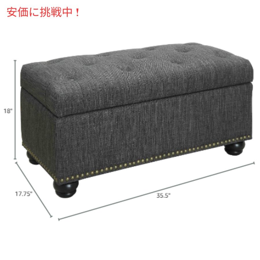 【並行輸入品】Convenience Concepts ストレージオットマン 35.5インチ ダークチャコールグレーファブリック Storage Ottoman 35.5" Dark Charcoal Gray Fabric_1