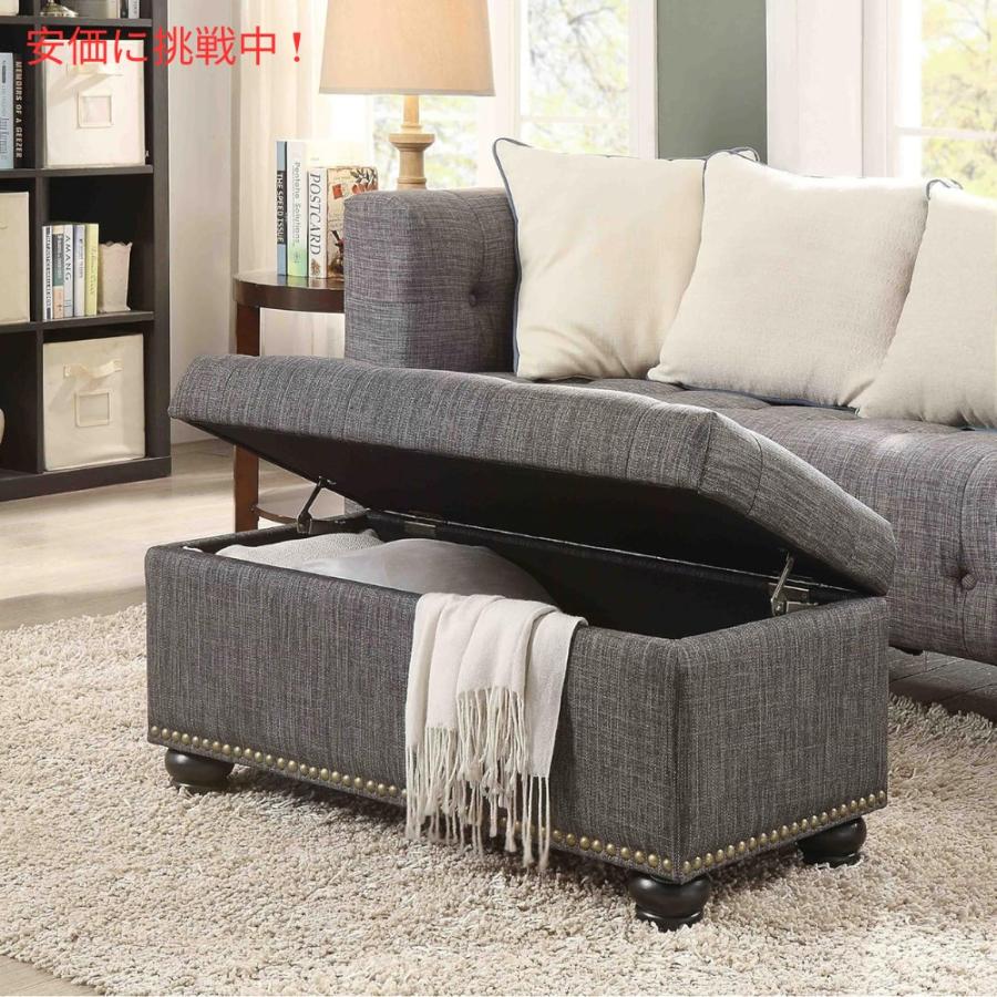 【並行輸入品】Convenience Concepts ストレージオットマン 35.5インチ ダークチャコールグレーファブリック Storage Ottoman 35.5" Dark Charcoal Gray Fabric_3
