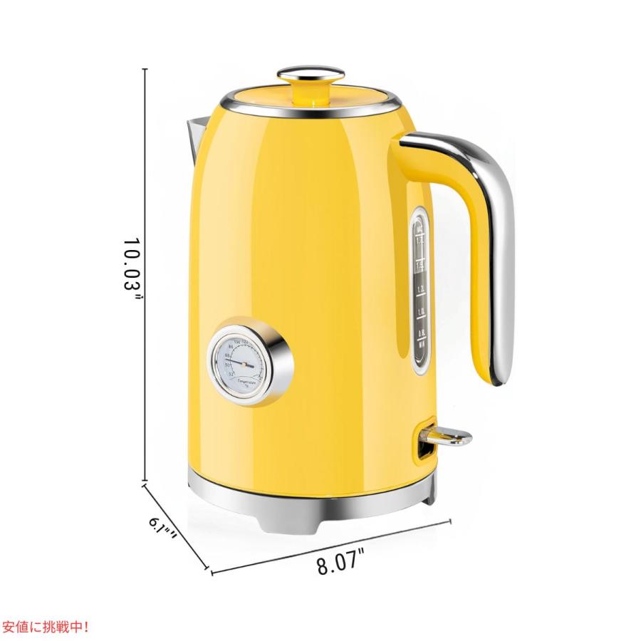 SUSTEAS サステアス 急速加熱電気ティーケトル 1.7リットル イエロー Rapid Heating Electric Tea Kettle 1.7L Yellow｜drplus｜06