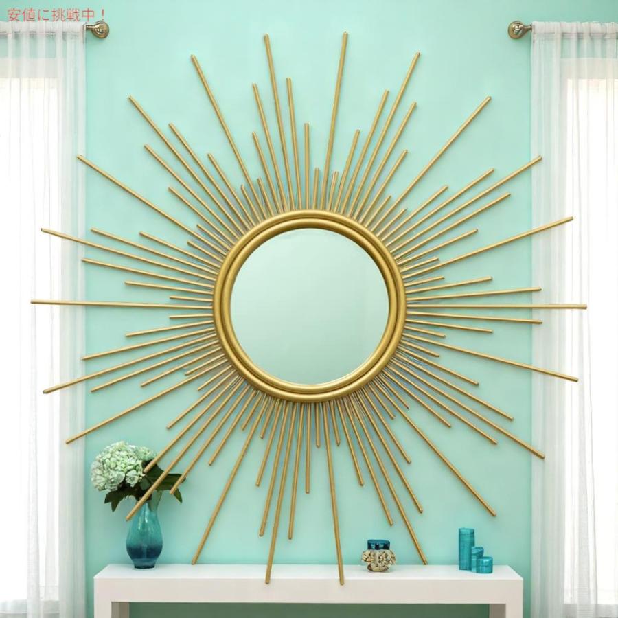【並行輸入品】MAIKAILUN 24インチ ゴールドサンバースト ウォールミラー  24inch Gold Sunburst Wall Mirror |  | 01