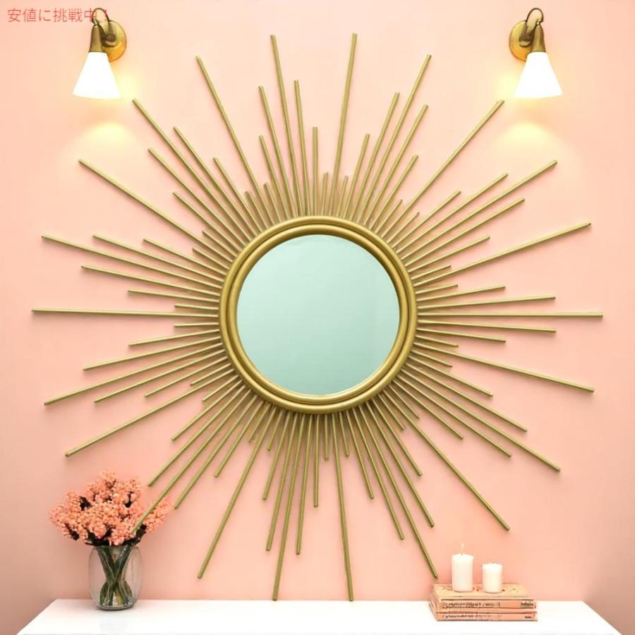 【並行輸入品】MAIKAILUN 24インチ ゴールドサンバースト ウォールミラー  24inch Gold Sunburst Wall Mirror |  | 02