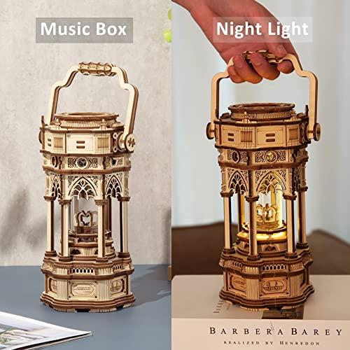 【並行輸入品】ROKR 3D木製パズル メカニカルオルゴール-DIY回転ヴィンテージLEDランタン11.8インチ（ビクトリア朝のランタン）の画像