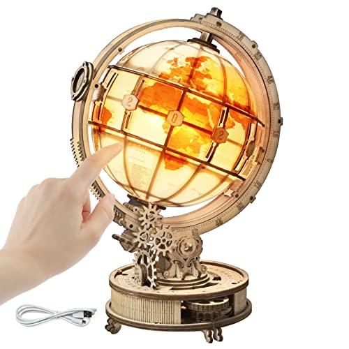 並行輸入品】ROKR 3D木製パズル 大人用 世界 地球儀 3Dパズル LED 
