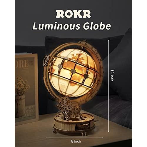 並行輸入品】ROKR 3D木製パズル 大人用 世界 地球儀 3Dパズル LED