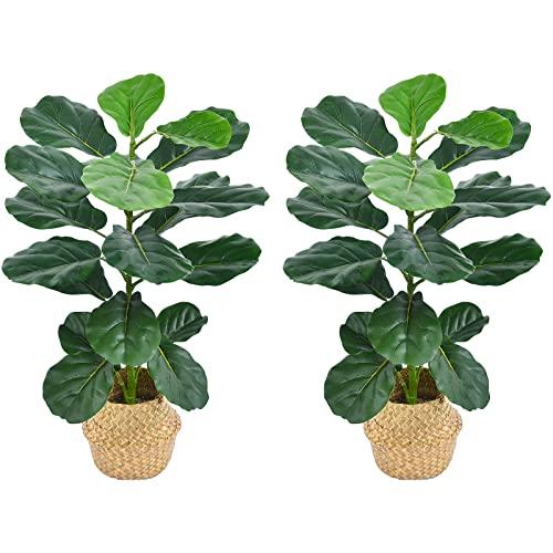 【並行輸入品】Hanamono 35.4インチ 人工木 フェイクフィドルリーフ イチジクの木 鉢植え | 