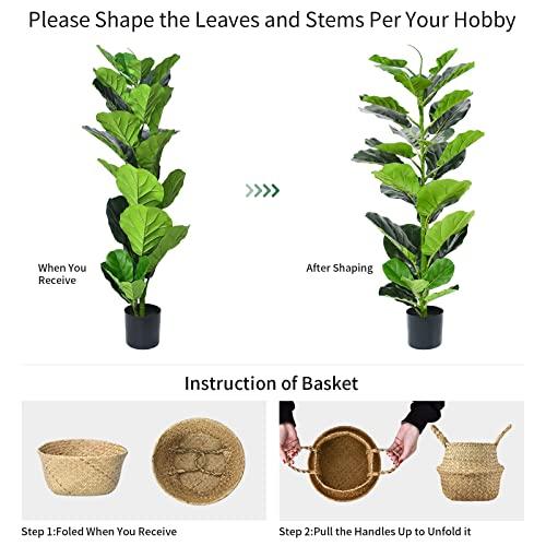 【並行輸入品】Hanamono 35.4インチ 人工木 フェイクフィドルリーフ イチジクの木 鉢植え |  | 03