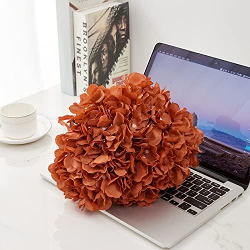 【並行輸入品】Kislohum オレンジ色の人工アジサイ シルクフラワー 茎付き 10個パック |  | 02