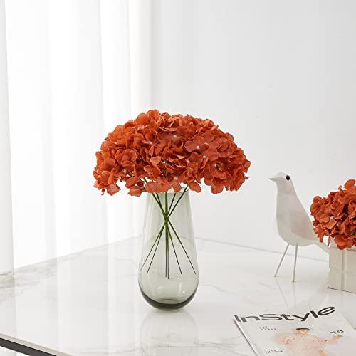 【並行輸入品】Kislohum オレンジ色の人工アジサイ シルクフラワー 茎付き 10個パック |  | 03