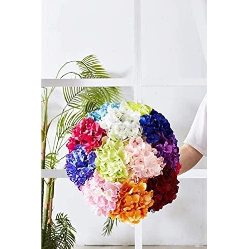 【並行輸入品】Kislohum オレンジ色の人工アジサイ シルクフラワー 茎付き 10個パック |  | 05